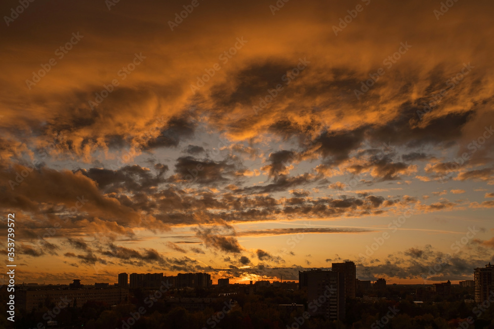 Sunset sky over the city of Korolev, Moscow region