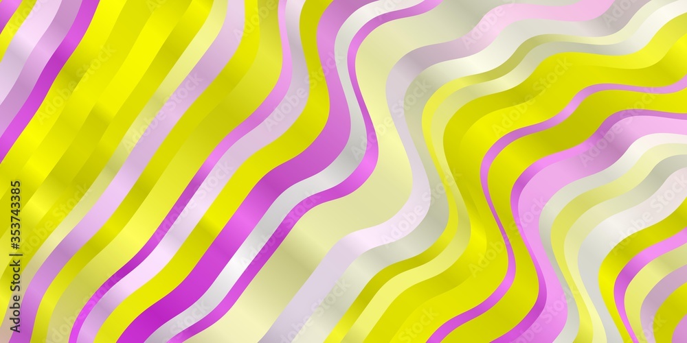 Light Pink, Yellow vector layout with curves. Abstract illustration with gradient bows. Pattern for commercials, ads.