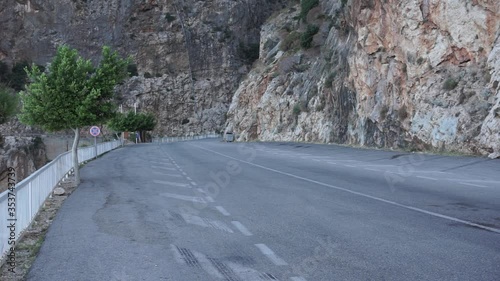 ANTALYA, TURKEY, MAY 22, 2020: Coronavirus days in Kaputas Beach. Empty roads of Kas in a windy morning.