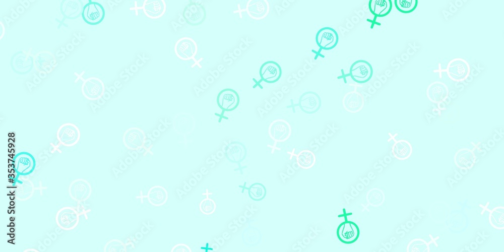 Light Green vector template with businesswoman signs.