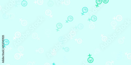 Light Green vector template with businesswoman signs.