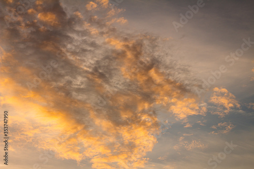 Fototapeta Naklejka Na Ścianę i Meble -  Small white clouds spread across the blue sky. Water in the form of steam.