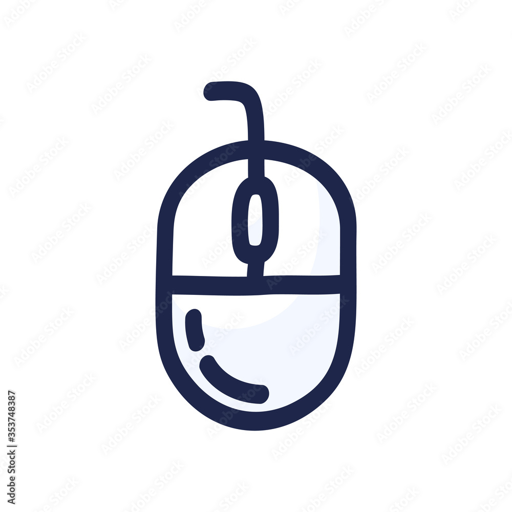 Computer mouse hand drawn outline doodle icon. Flat cartoon controller for video or computer game vector illustration Computer mouse hand drawn outline doodle icon. Flat cartoon controller for video or computer game vector illustration
