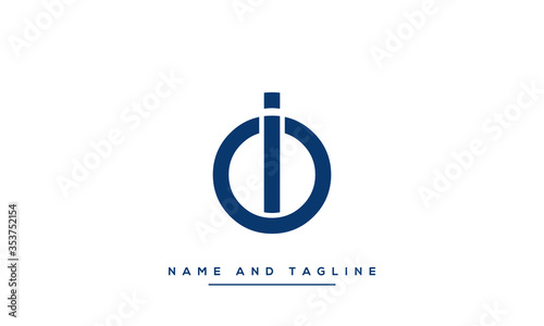 Alphabet letters monogram icon logo OI or IO