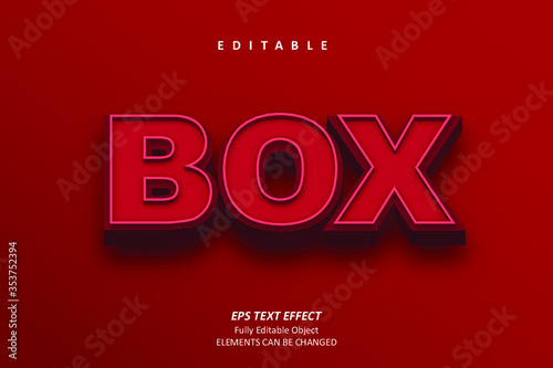 3D Red Box Text Effect Editable Premium Vector