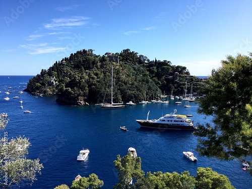 boats in the bay of Portofino, Italy  photo