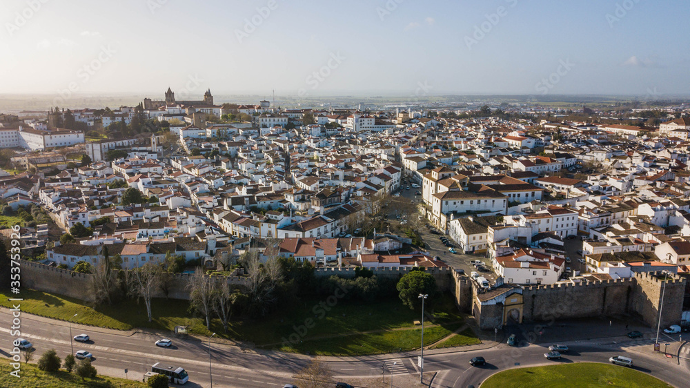 Fototapeta premium Aerial view of the historic center of the city of Évora, Portugal. Beautiful panoramic view of the city of Évora, in the Alentejo