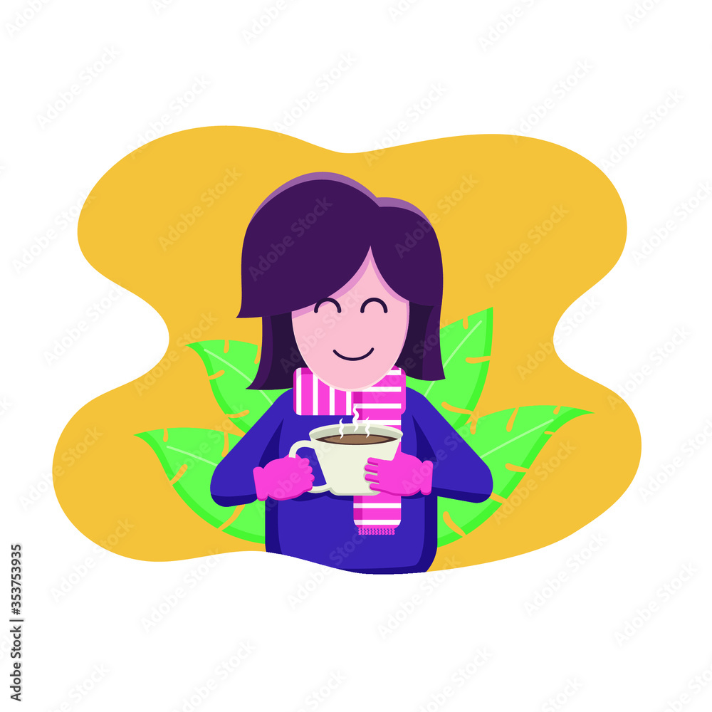 woman drink coffee illustration woman drink coffee illustration