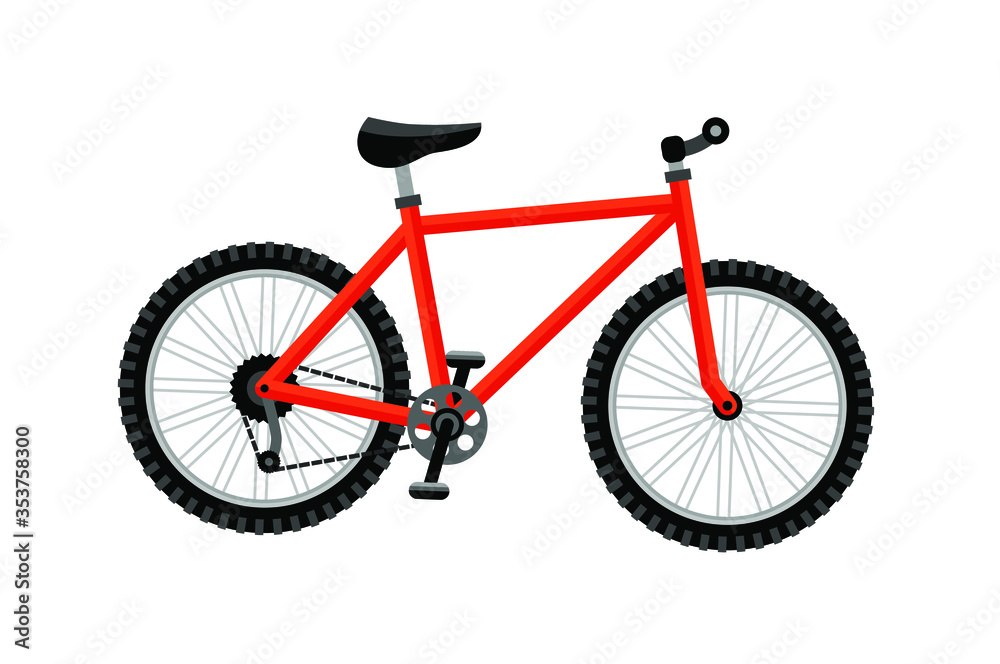 Colorful bicycle Vector flat illustration, isolated on white background. Bicycle vector illustration.