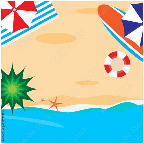 Top view of beach in summer holidays concept vector