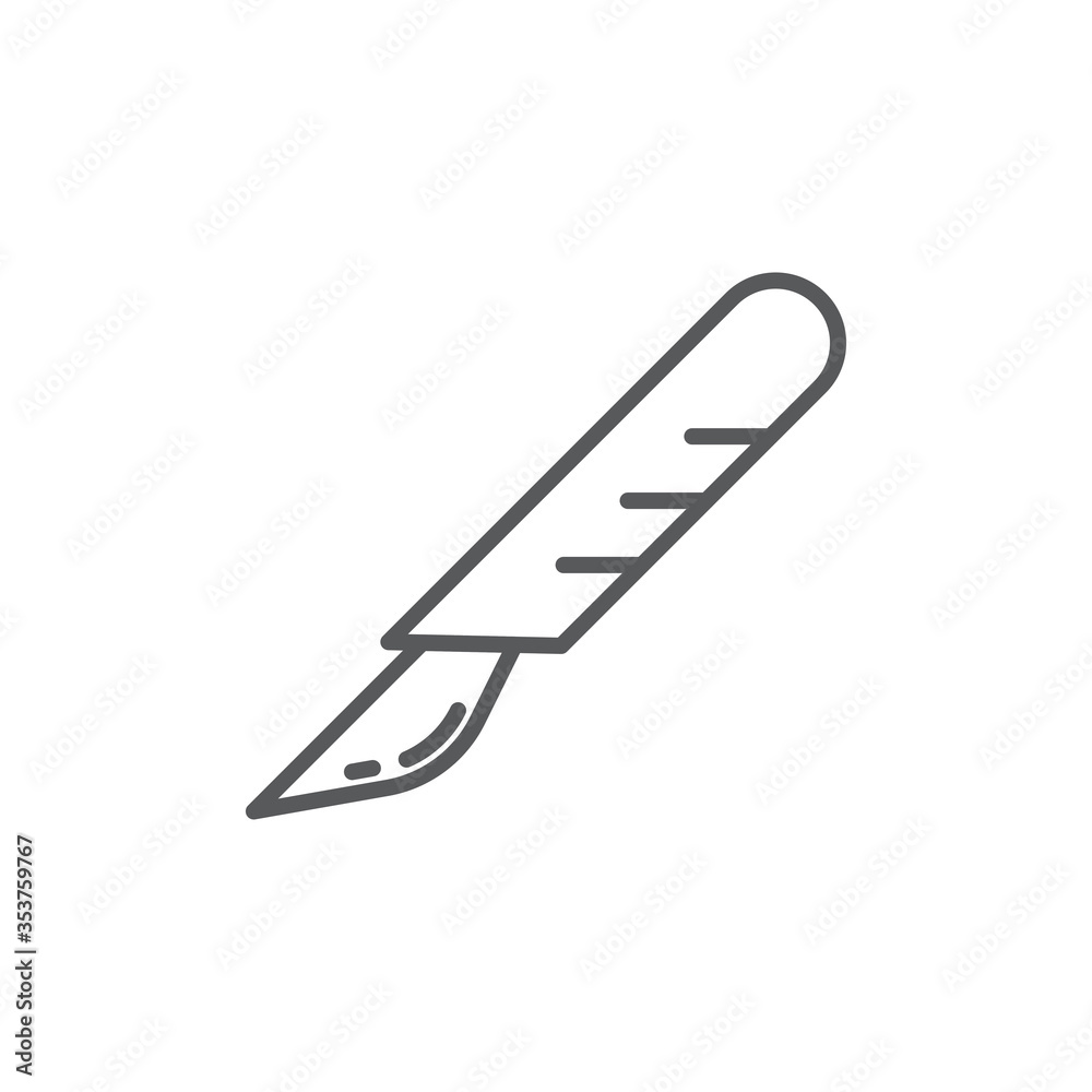 Surgical scalpel vector icon symbol medical tools isolated on white background