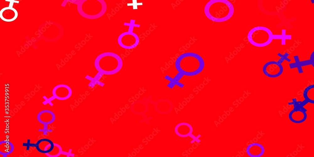 Light Purple, Pink vector pattern with feminism elements. Light Purple, Pink vector pattern with feminism elements.
