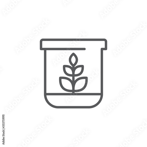 Round terrarium with plant flower vector icon symbol isolated on white background