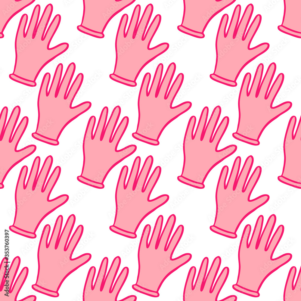 rubber glove seamless doodle pattern