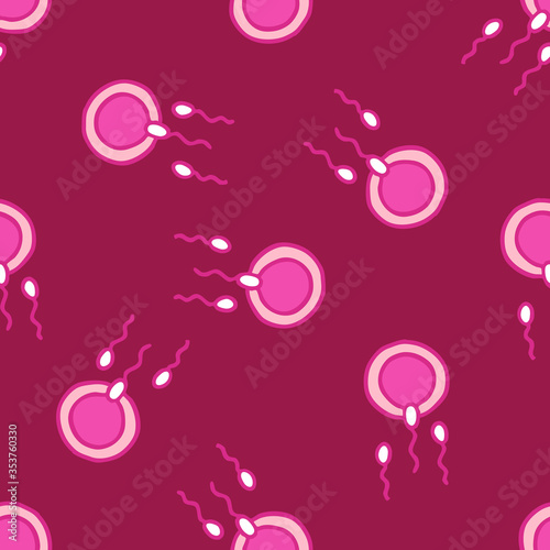 ovum and sperm seamless doodle pattern