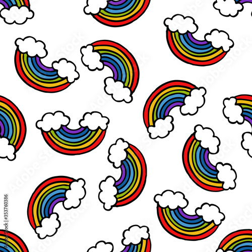 rainbow seamless doodle pattern