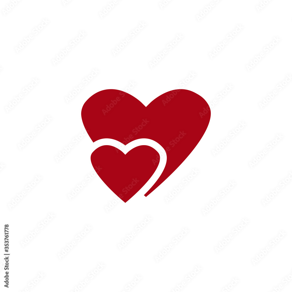 Two hearts. Symbol of love. Valentine's Day.  mother's day  icon, logo. Design template vector