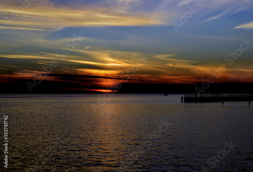 Sunset over the Great South B, Amityville, NY © tveditor777