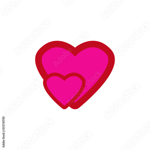 Two hearts. Symbol of love. Valentine s Day.  mother s day  icon  logo. Design template vector