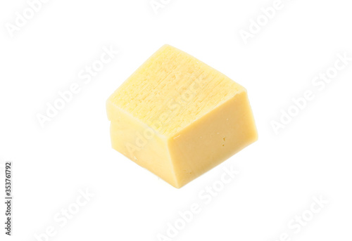 Small piece of cheese isolated on a white background