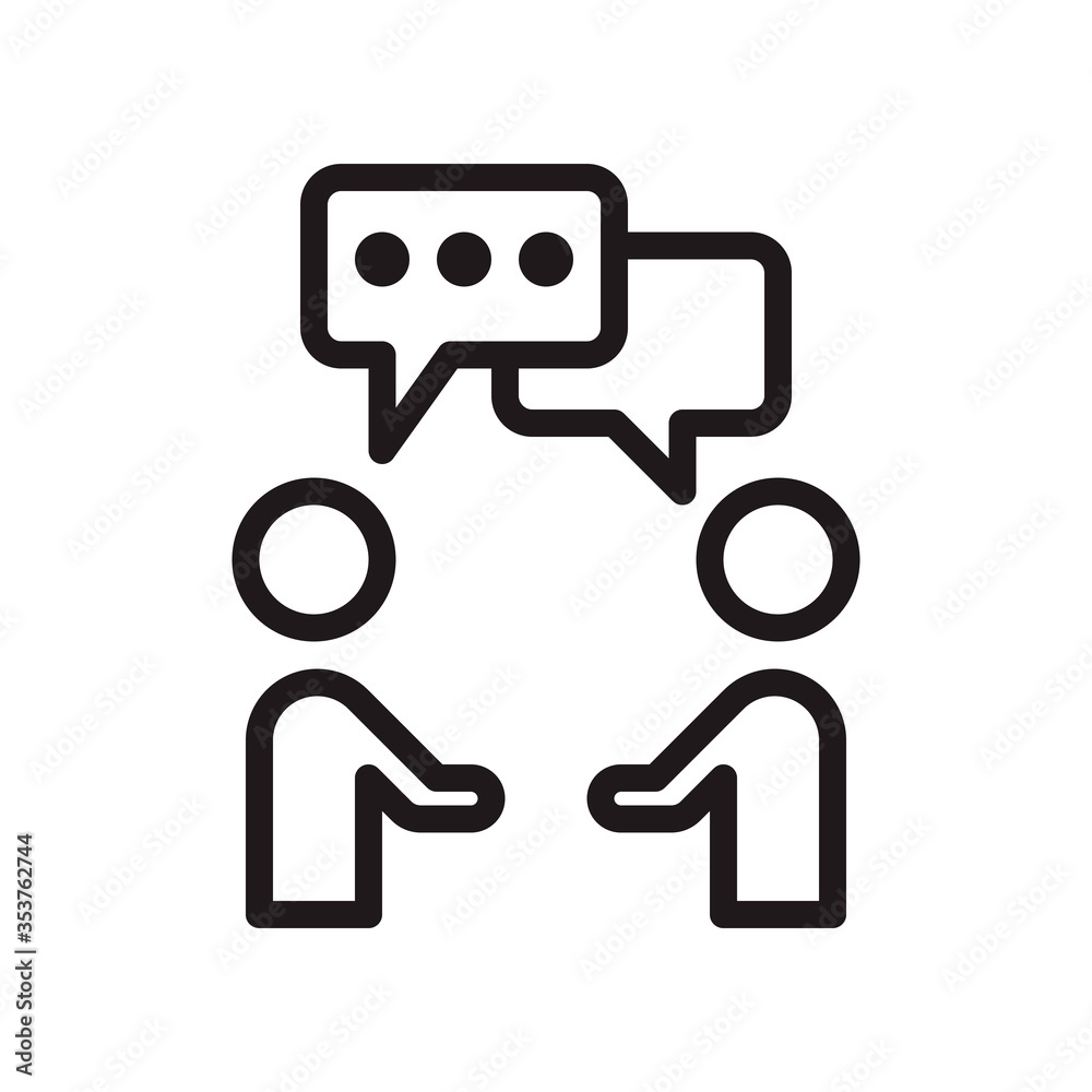 Speaking people icon in trendy outline style design. Vector graphic illustration. Suitable for website design, app, and ui. Editable vector stroke. EPS 10.