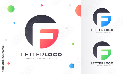 Colorful Gradient F Letter Logo Rounded Circle Logo Design Template for Property  restaurant  Health  shop  tech and all Kinds Company Business. Vector Template 