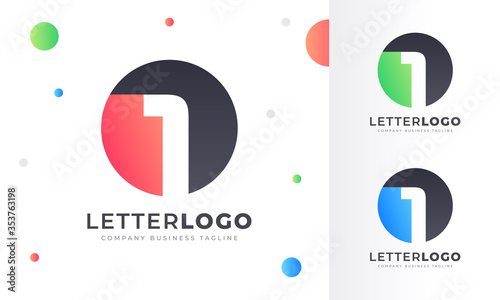 Colorful Gradient Number 1 One Letter Logo Rounded Circle Logo Design Template for Property, restaurant, Health, shop, tech and all Kinds Company Business. Vector Template 