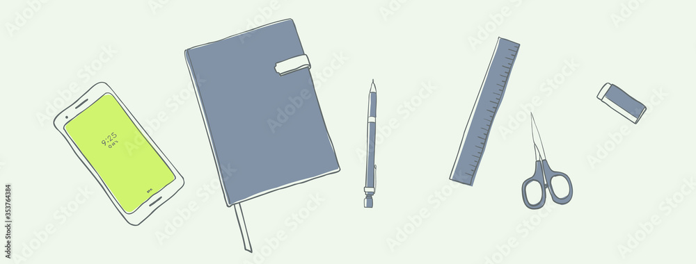 文房具のベクターイラスト