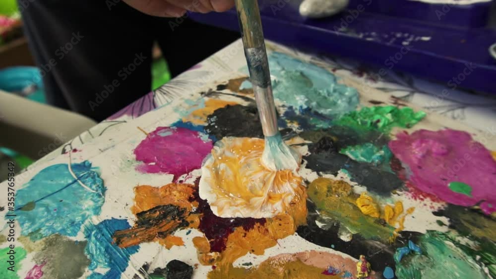 oil paint and brushes strokes