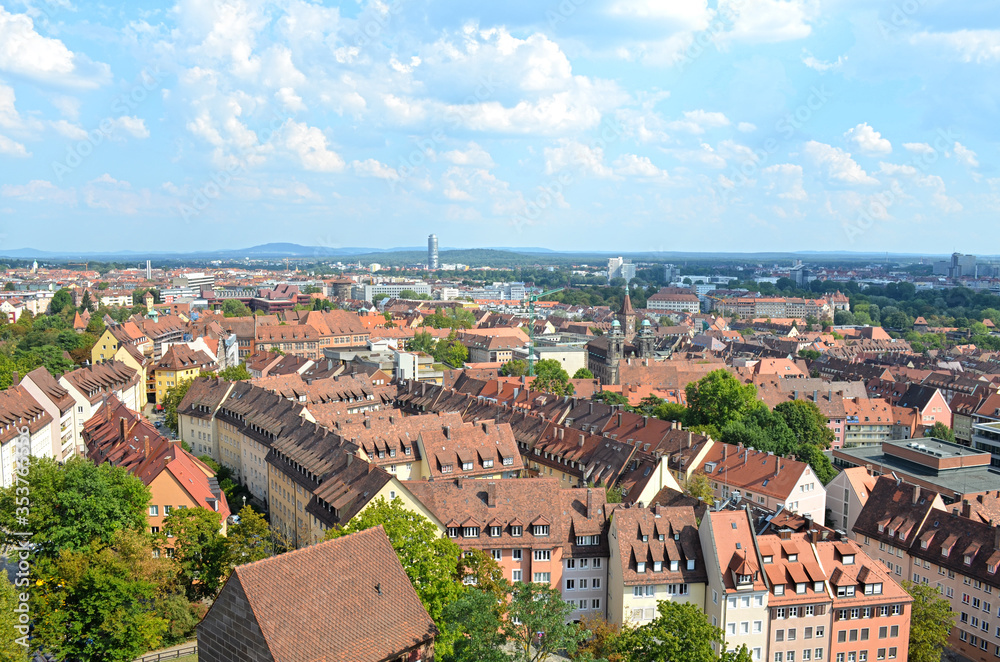View of the city from the Imperial Castle of Nuremberg, Germany