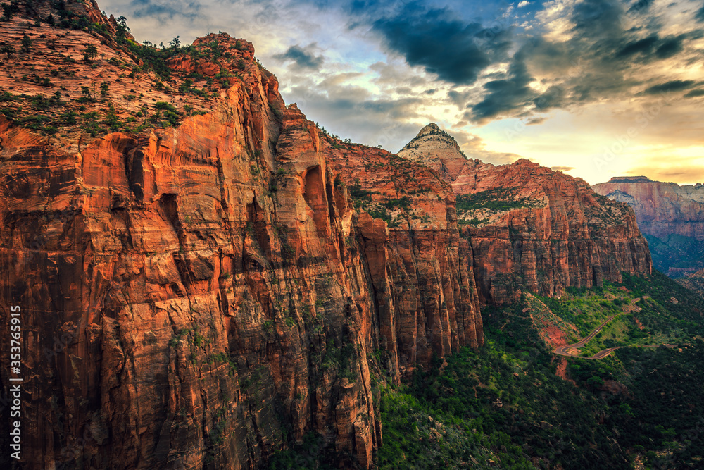 Sunset on Canyon Overlook, Zion National Park, Utah