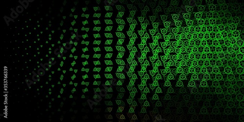 Dark Green, Yellow vector background with occult symbols.