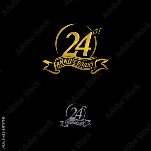 Anniversary vector unusual label. twentyfour year symbol. Birthday abstract logo. 24th jubilee