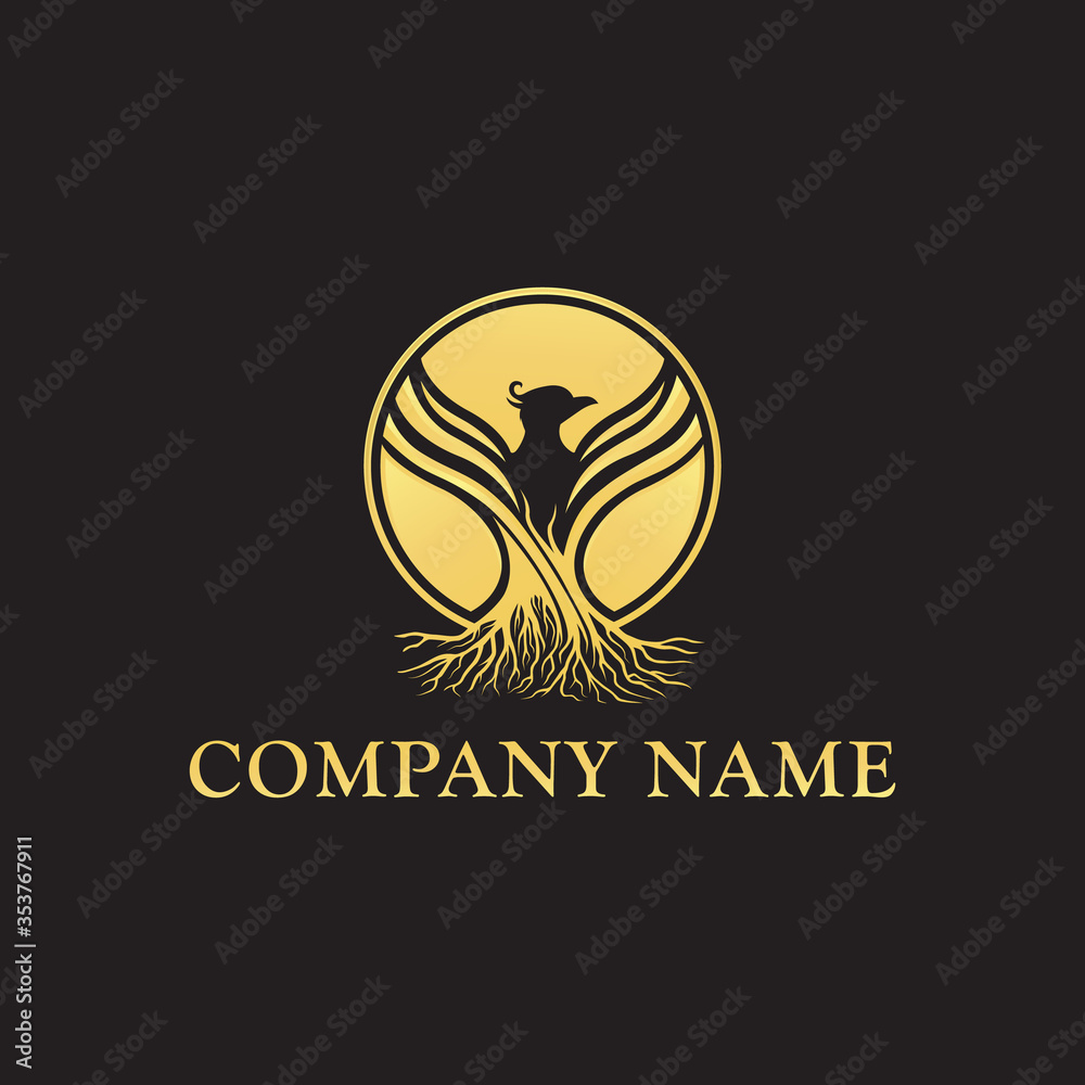 Obraz premium Thunderbird logo template with golden root