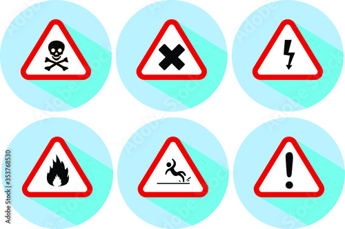 Road sign flat vector. illustration image with shadow. safety at the street