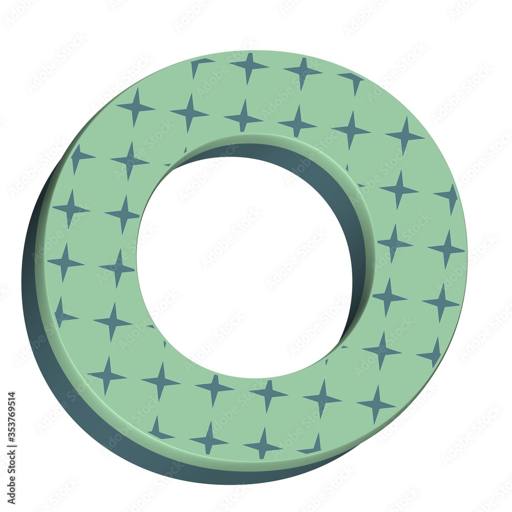 3D ENGLISH ALPHABET MADE OF GREEN GIFT BOX WITH STARS : O 3D ENGLISH ALPHABET MADE OF GREEN GIFT BOX WITH STARS : O