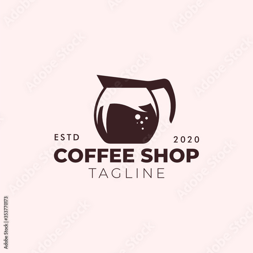 Simple minimalist retro coffee shop logo design vector template with isolated background