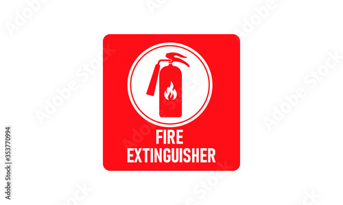 Red Fire extinguisher. Firefighters tools for flame fighting attention colored vector symbol for fire station,Fire extinguisher sign, vector illustration