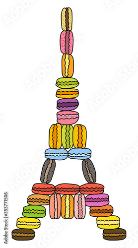 Colourful Eiffel Macaron Tower