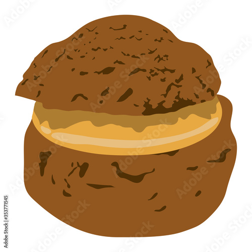 Vanilla cream choux. Vector illustration