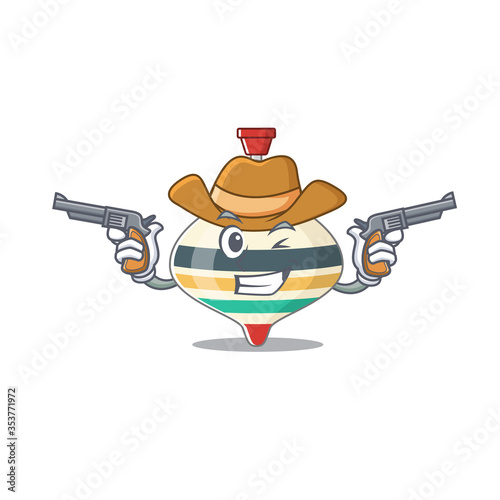 Cartoon character cowboy of top toy with guns