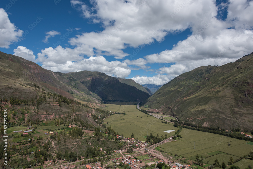 The Sacred Valley and the Inca ruins of Pisac, near Cuzco Peru.