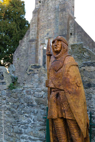 Wooden sculpture at ancient Irish castle