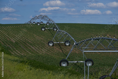 Pivots can measure up to 1/2 mile in length and irrigate over 500 acres of crop during a single rotation. Most pivots are 1/4 mile long and irrigate approximately 130 acres.