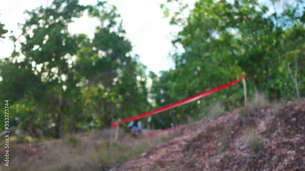 blur defocus of cyclist ride mountain bike in forest for healthy and leisure at day time blur defocus of cyclist ride mountain bike in forest for healthy and leisure at day time