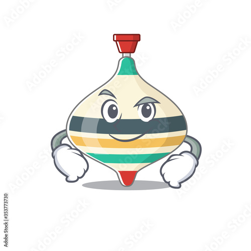 A cute arrogant caricature design of top toy having confident gesture