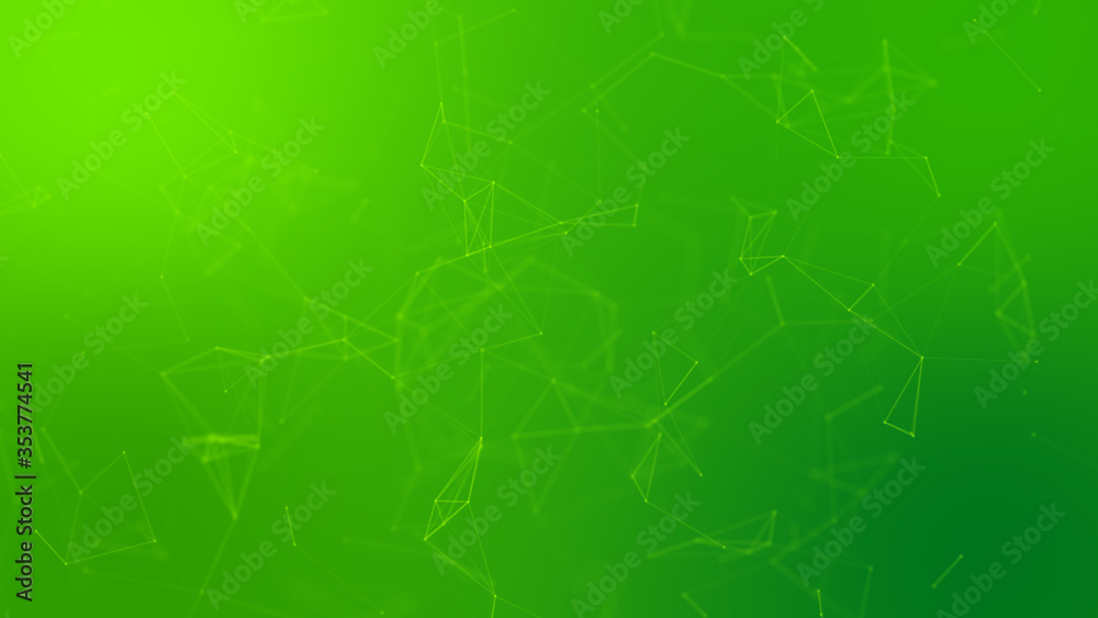 Fototapeta premium Abstract green plexus geometric background