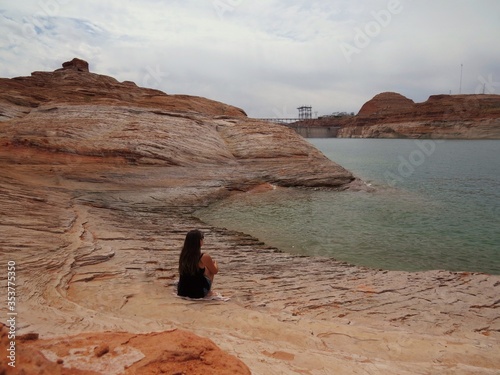 Woman enjoying solitude in a beautiful location