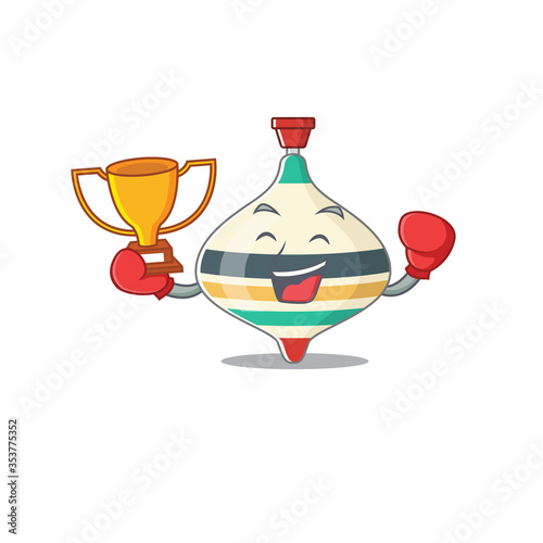 An elegant boxing winner of top toy caricature design concept