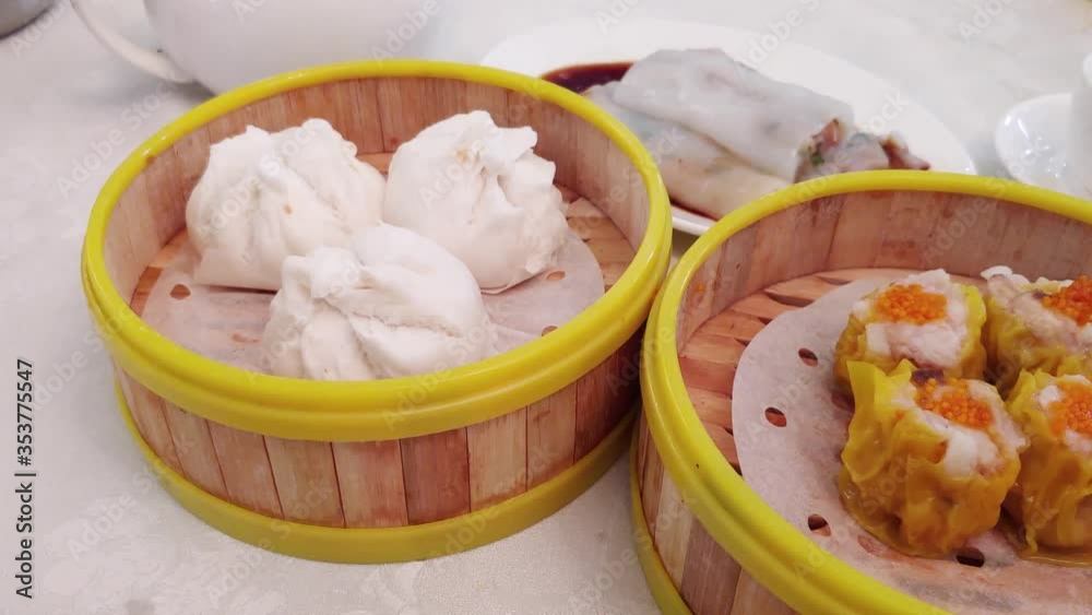 Steamed dim sum in traditional Chinese restaurant Steamed dim sum in traditional Chinese restaurant